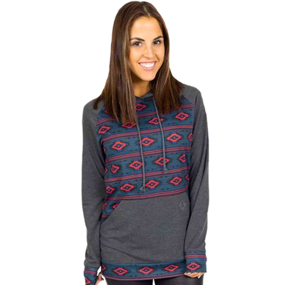 Simply Southern Hoodie Grey & Red Aztec Size Small Super soft & comfy